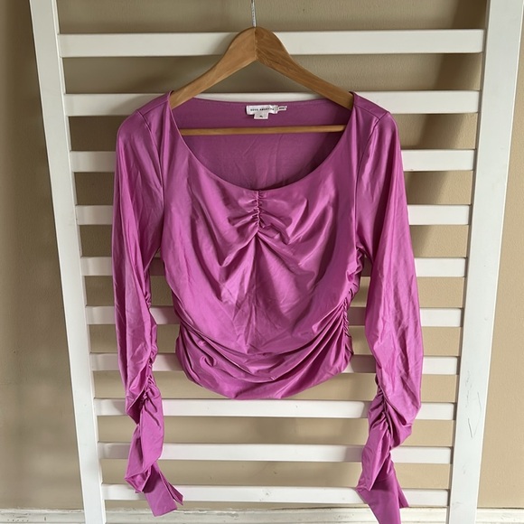 Good American Women's Pink / Purple Round Neck Ruched Long Sleeve Top XL - Picture 1 of 10
